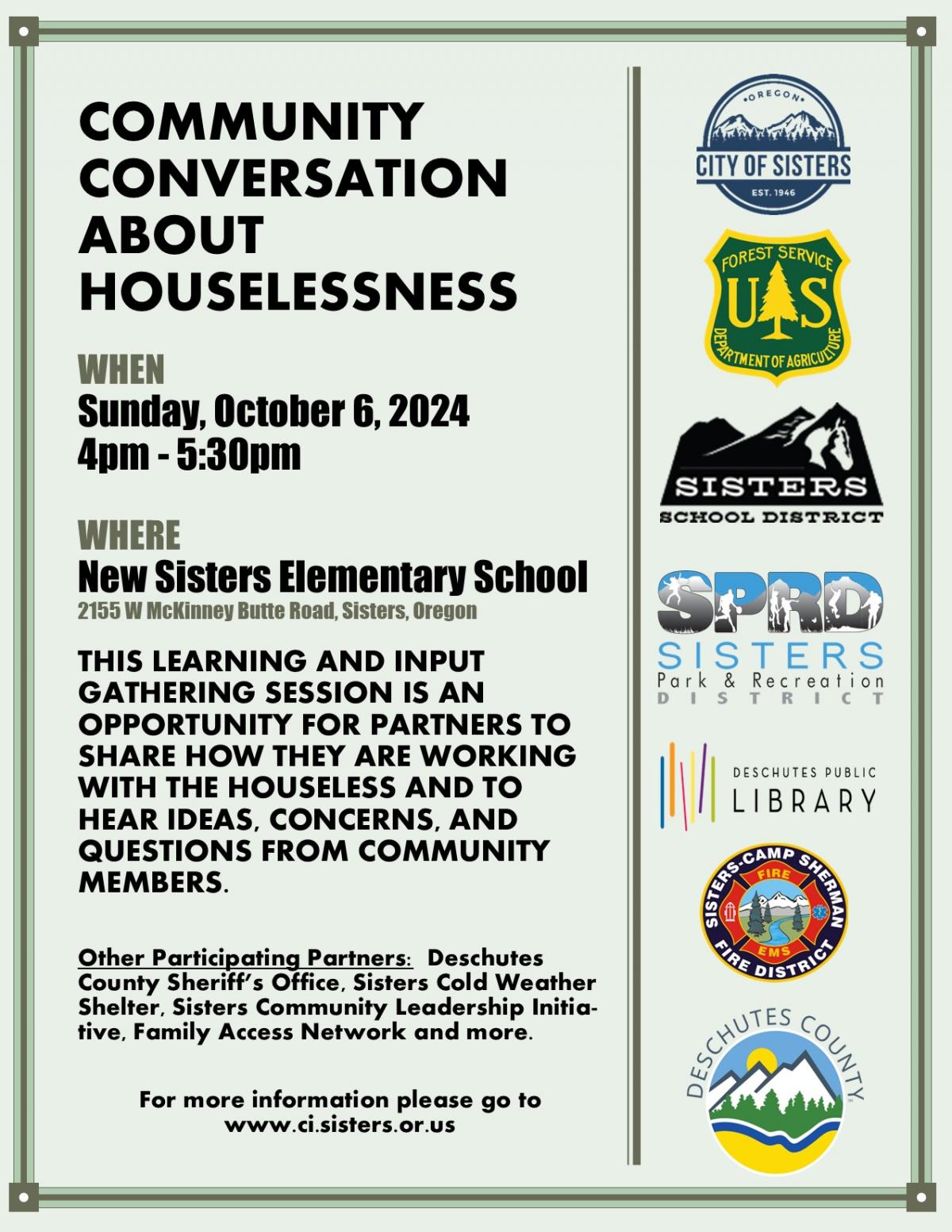 Flyer for Community Meeting on Houselessness